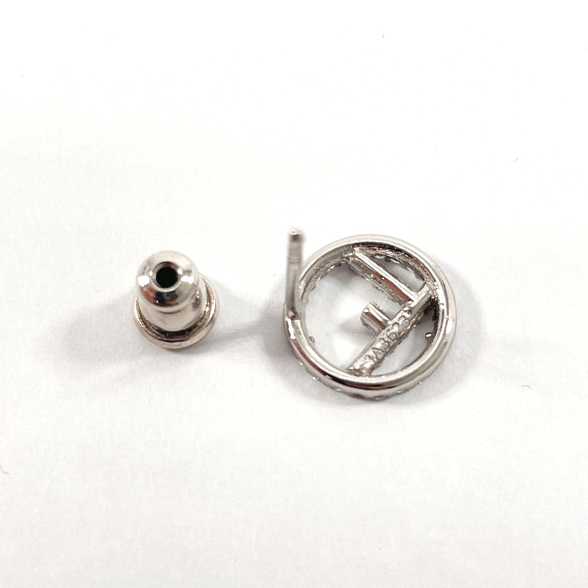 FENDI Pierce 8AG738 Metal, Rhinestone Silver F is Fendi Pierce
