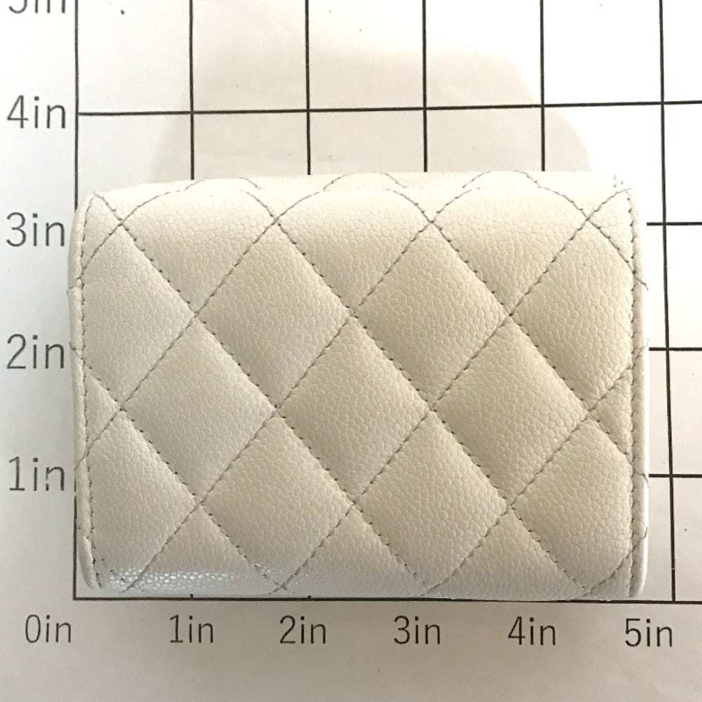 CHANEL Tri-fold wallet AP0230 Matt caviar skin white Classic Small Flap