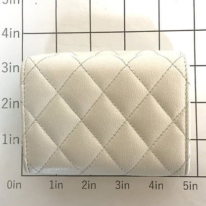 CHANEL Tri-fold wallet AP0230 Matt caviar skin white Classic Small Flap