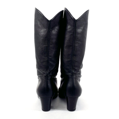 CHANEL boots leather black COCO Mark 36 1/2 C