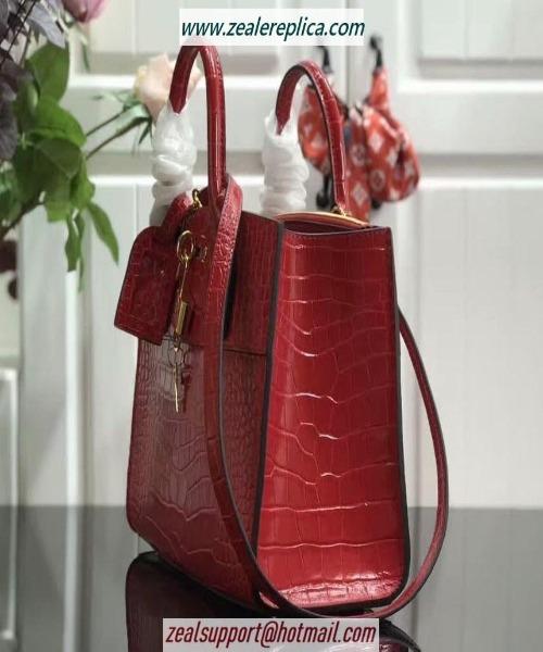 LV City Steamer PM Crocodilien Briliant Cerise