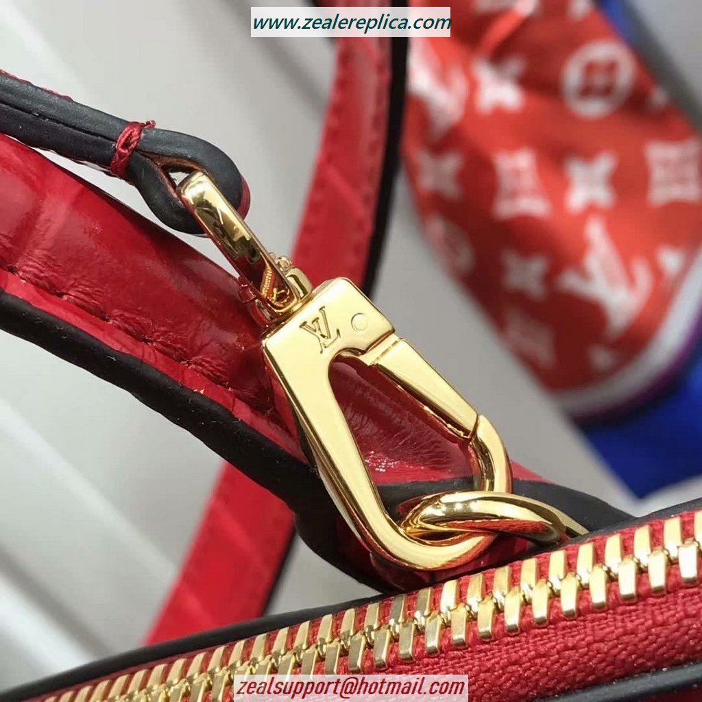 LV City Steamer PM Crocodilien Briliant Cerise