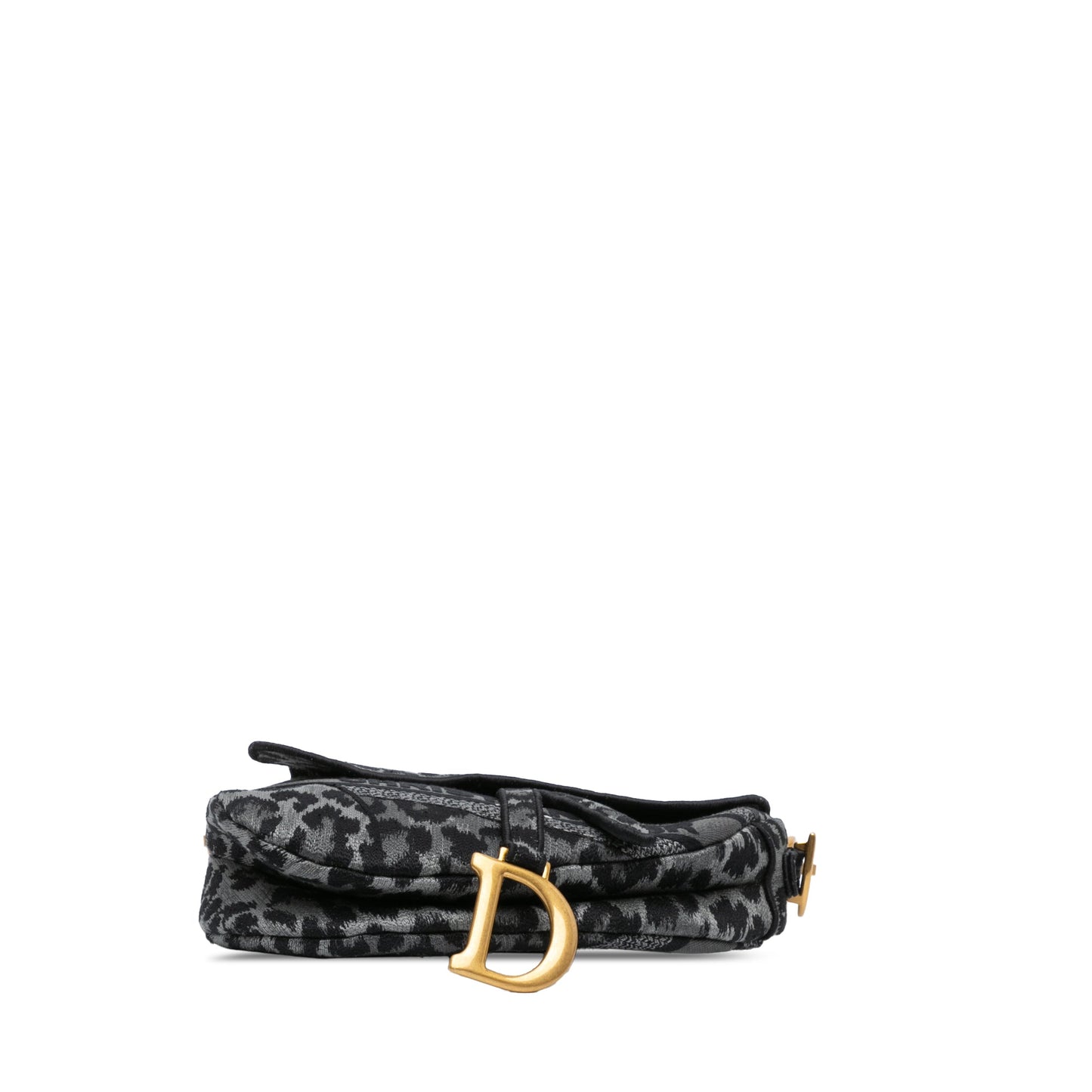 Mizza Embroidered Canvas Leopard Saddle Bag
