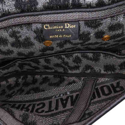 Mizza Embroidered Canvas Leopard Saddle Bag