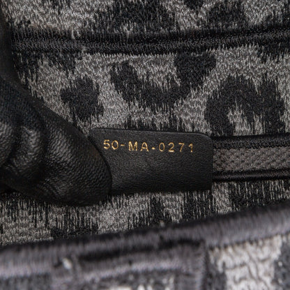 Mizza Embroidered Canvas Leopard Saddle Bag