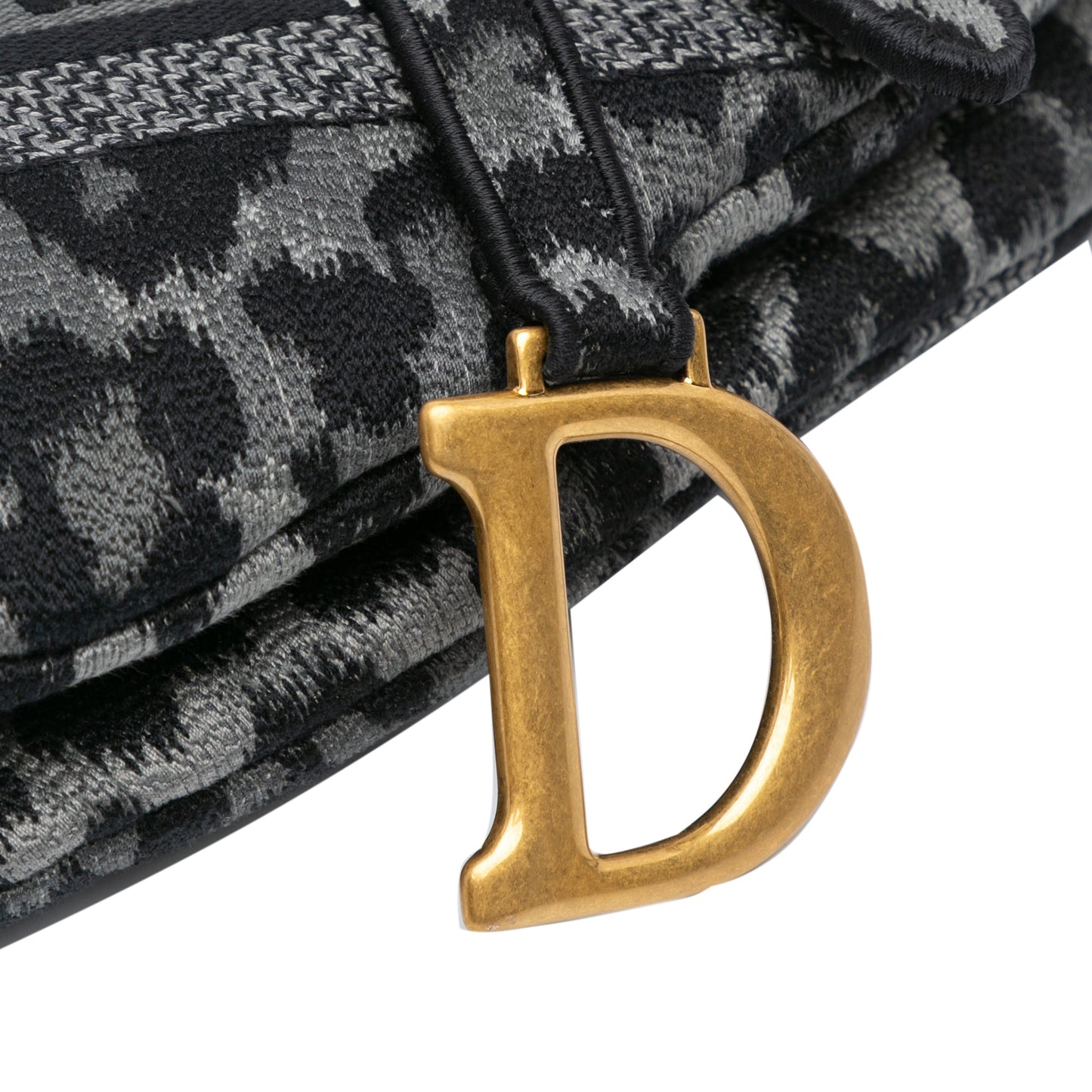 Mizza Embroidered Canvas Leopard Saddle Bag