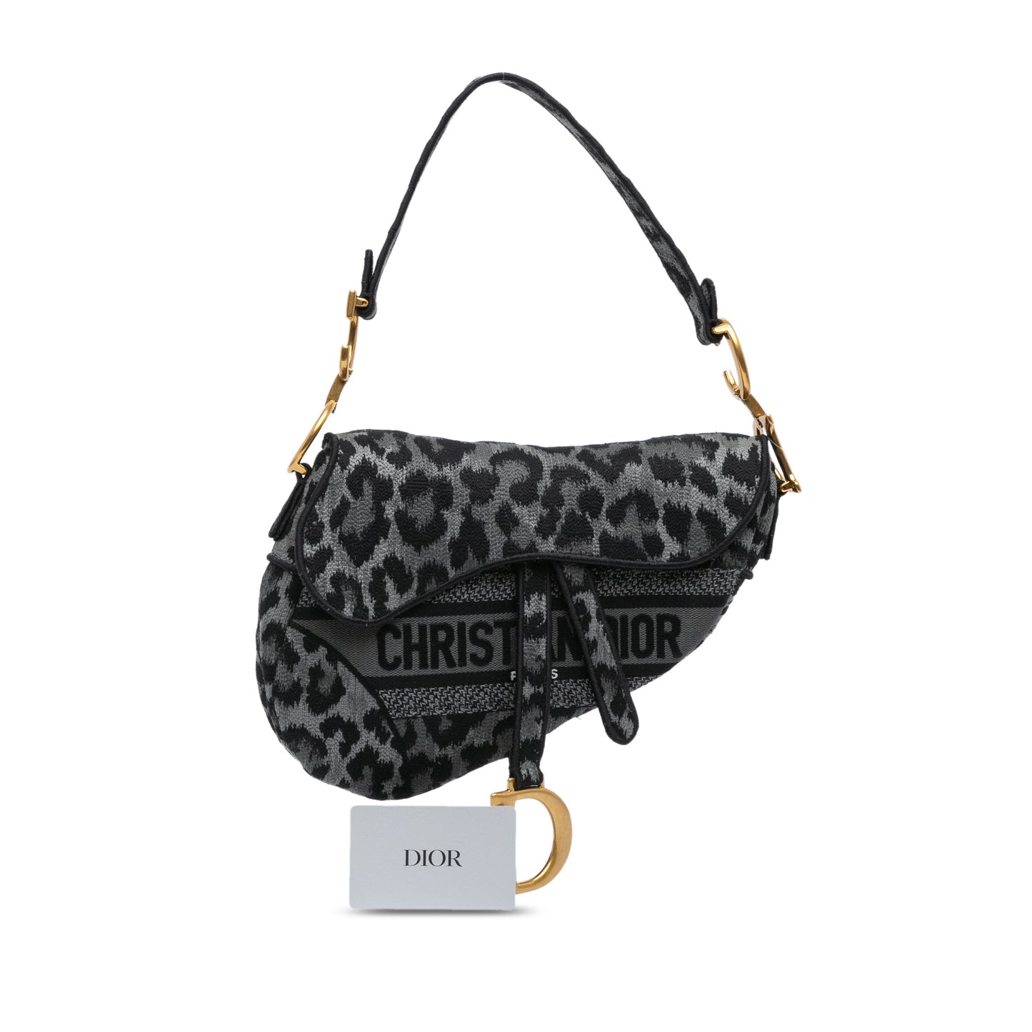 Mizza Embroidered Canvas Leopard Saddle Bag