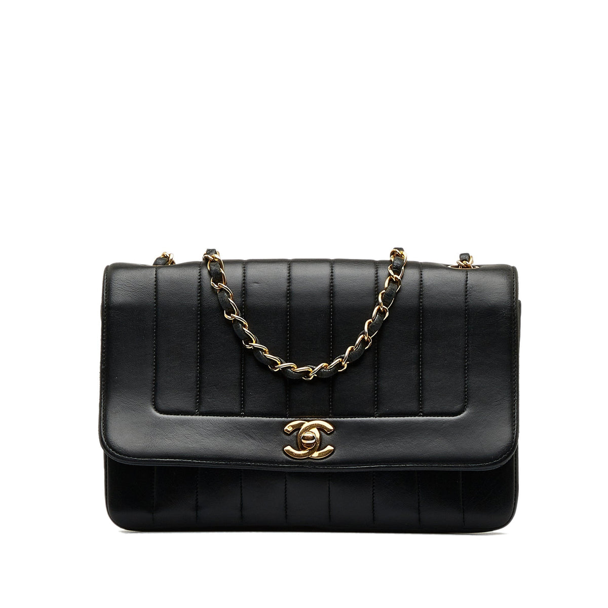 Chanel Lambskin Vertical Border Flap Crossbody Bag