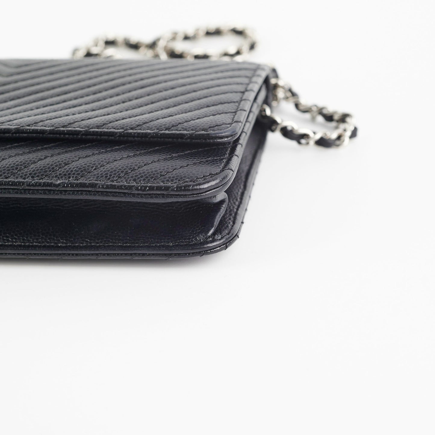 Chanel Caviar Wallet on Chain WOC Chervon Bag Black