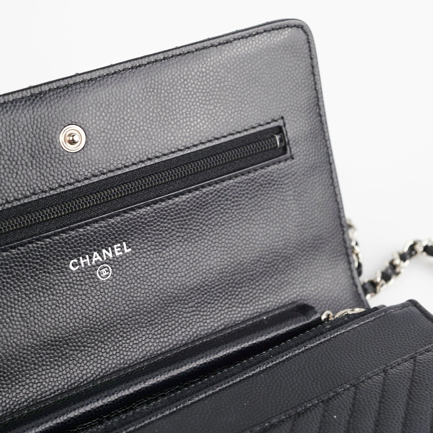 Chanel Caviar Wallet on Chain WOC Chervon Bag Black