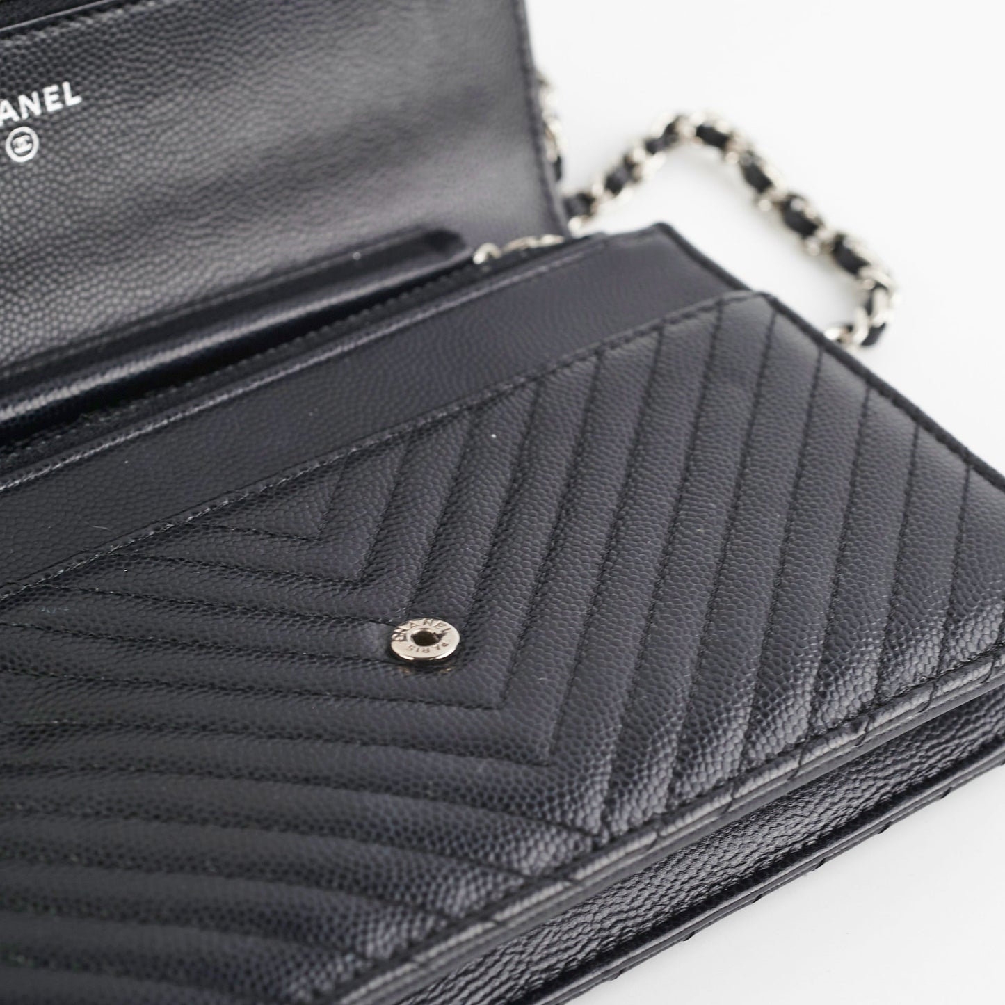 Chanel Caviar Wallet on Chain WOC Chervon Bag Black