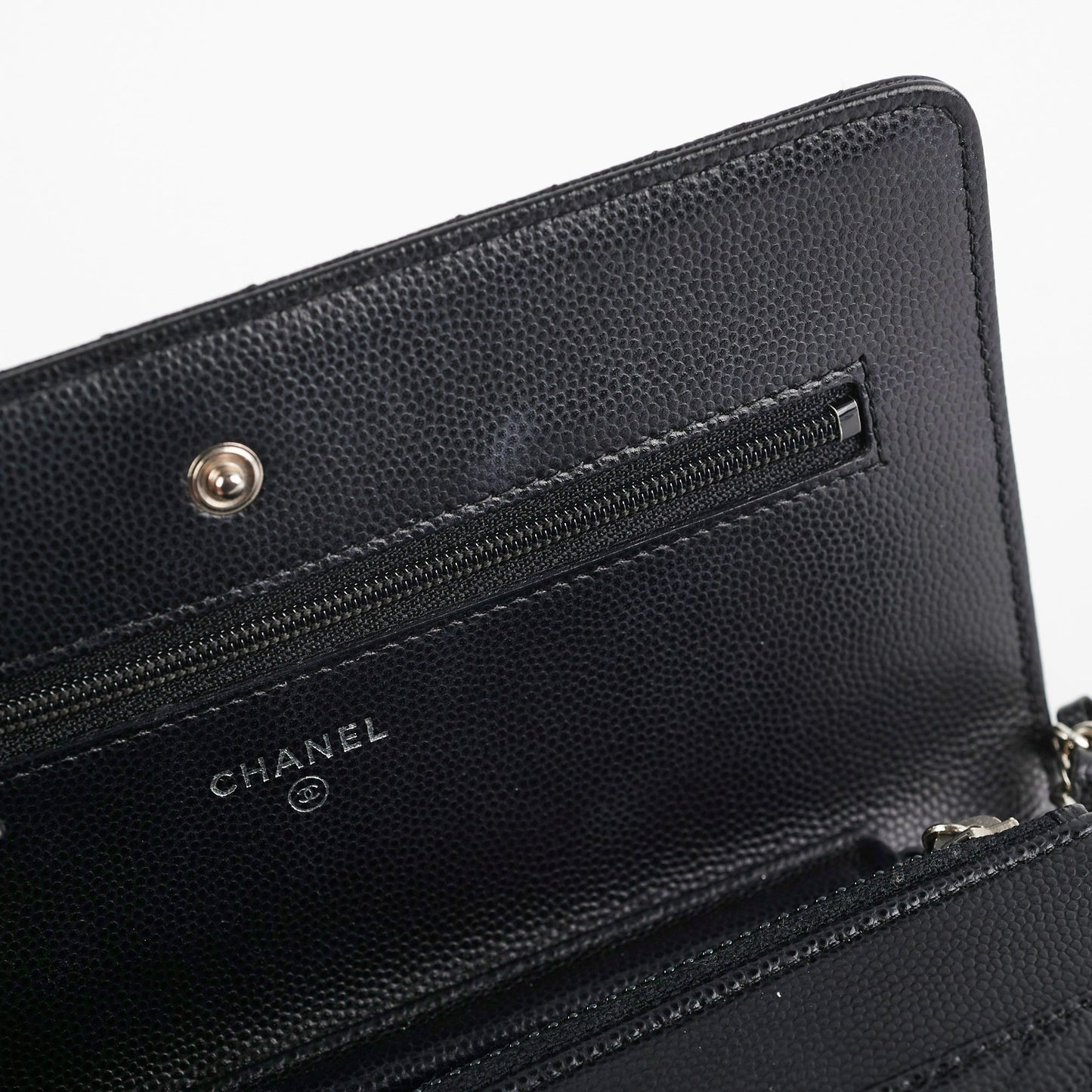 Chanel Caviar Wallet on Chain WOC Chervon Bag Black