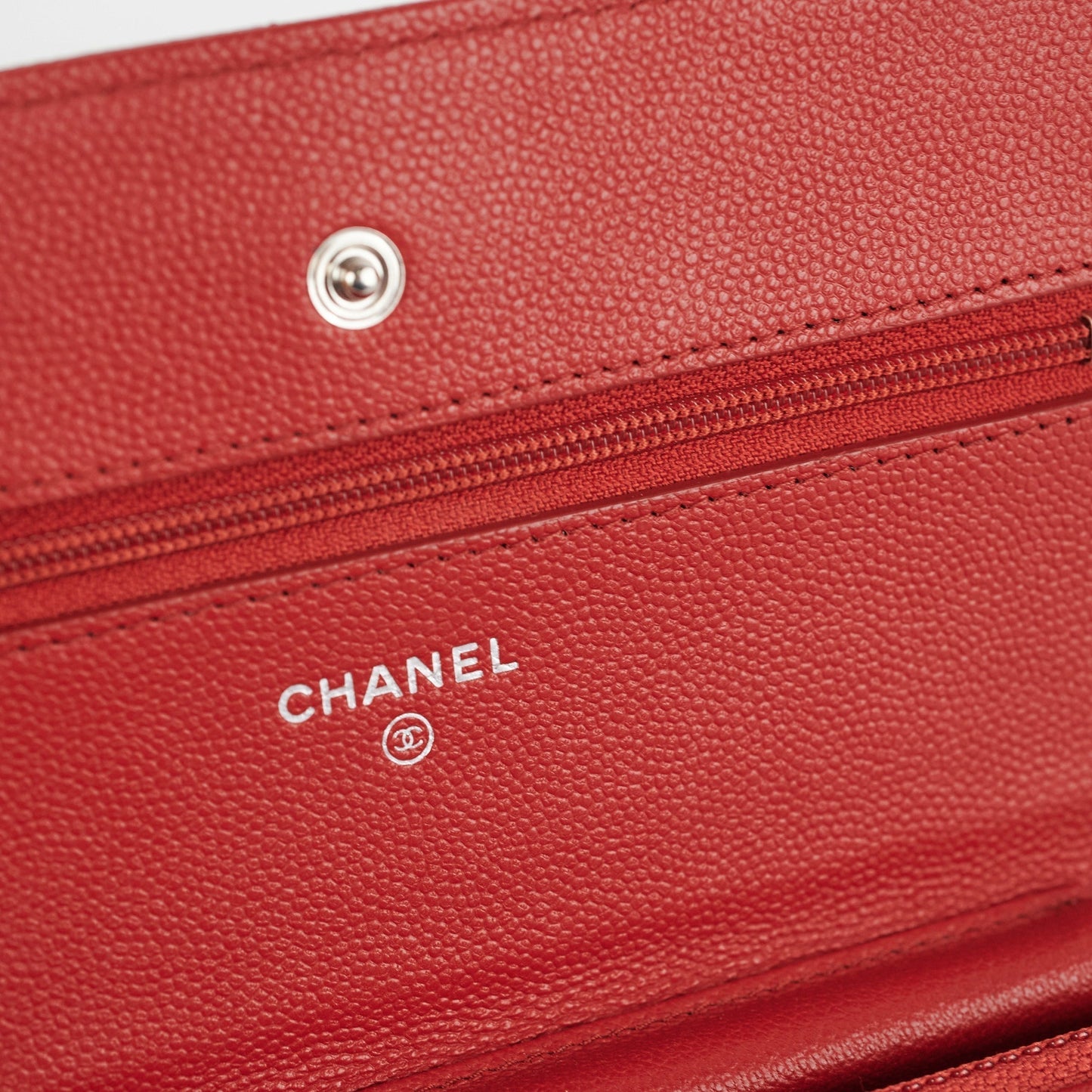 Chanel Caviar Wallet on Chain WOC Red