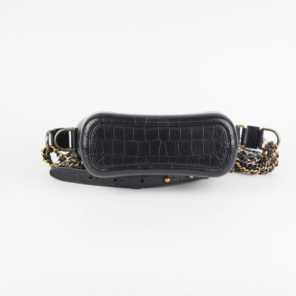 Chanel Small Gabrielle Black Croc Embossed Bag
