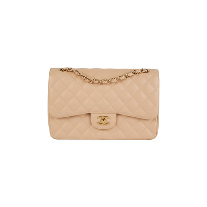 Chanel Classic Double Flap Jumbo Beige Caviar Bag