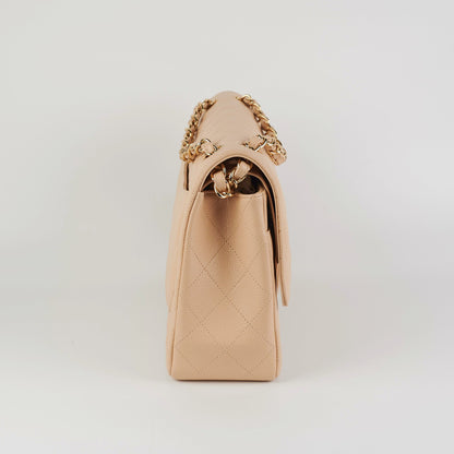 Chanel Classic Double Flap Jumbo Beige Caviar Bag