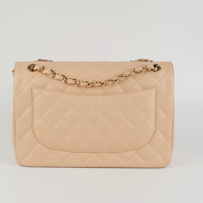 Chanel Classic Double Flap Jumbo Beige Caviar Bag