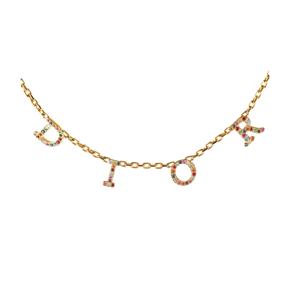 Christian Dior Multicolour Rhinestone Logo Necklace Costume Jewellery