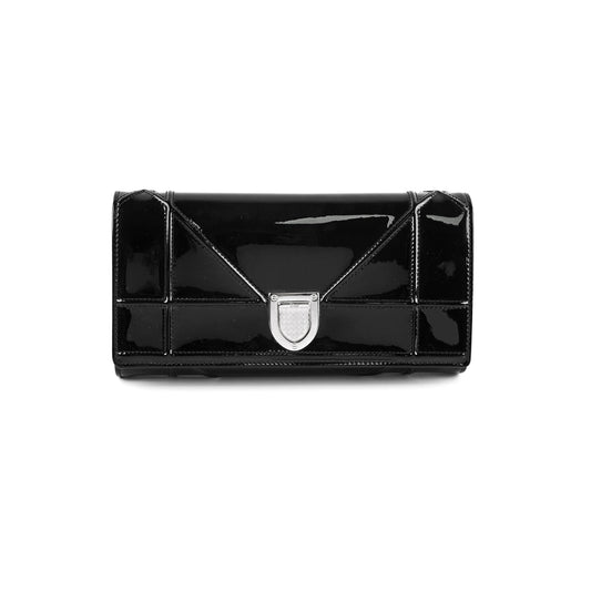 Christian Dior Diorama Black Patent Wallet On Chain WOC