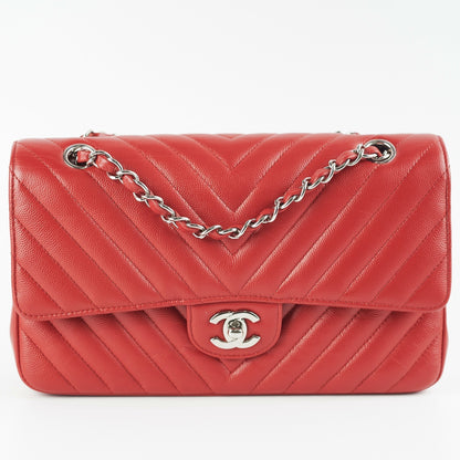 ITEM 27 - Chanel Chevron Classic Medium Large Flap Red 16S