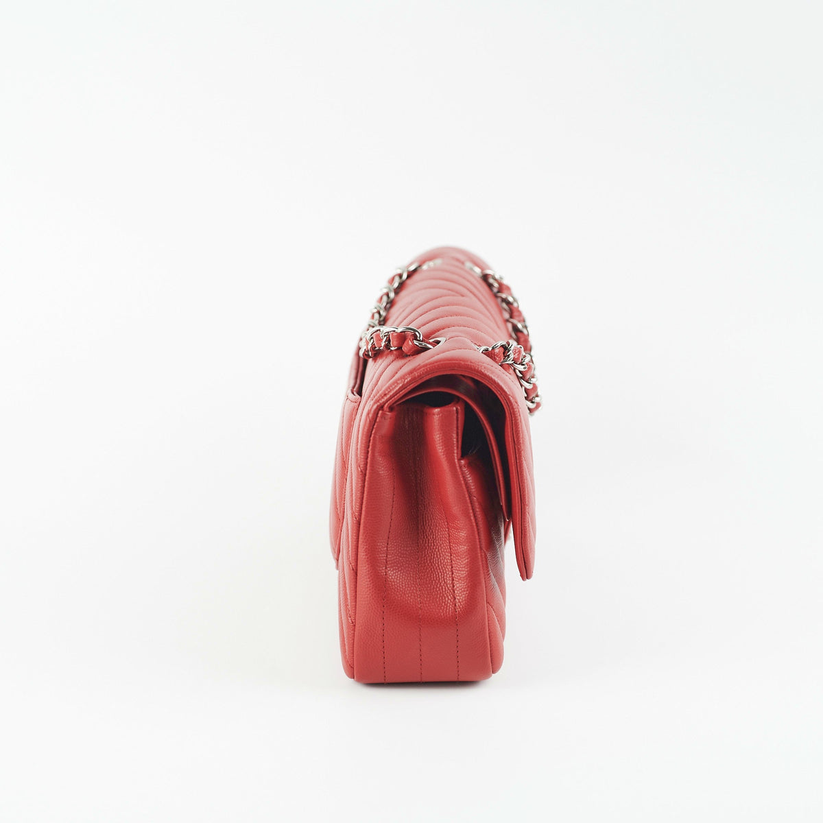 ITEM 27 - Chanel Chevron Classic Medium Large Flap Red 16S