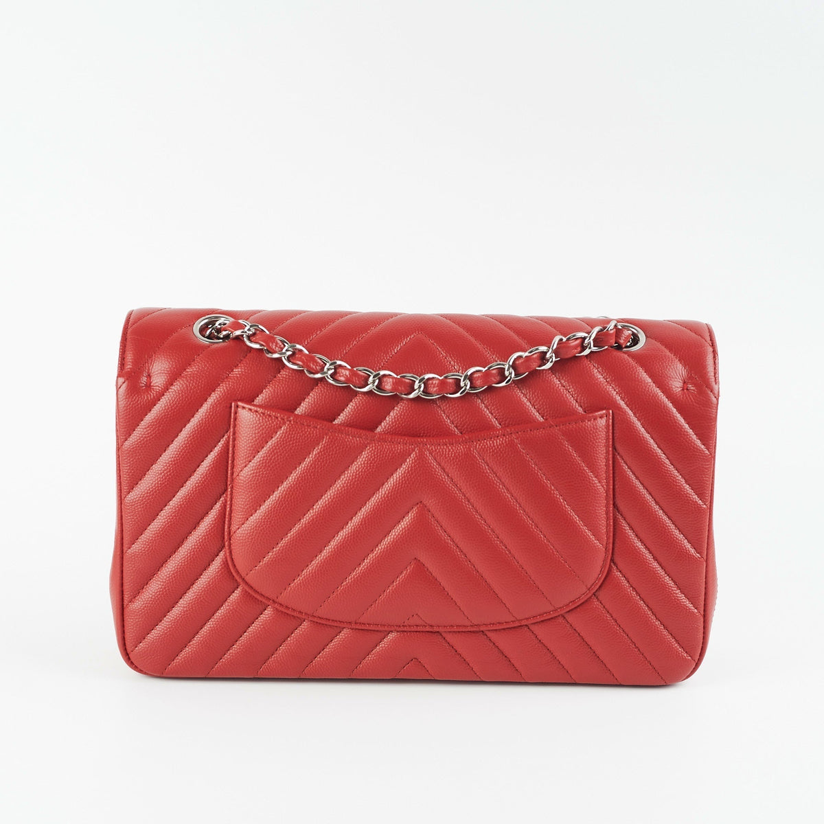 ITEM 27 - Chanel Chevron Classic Medium Large Flap Red 16S