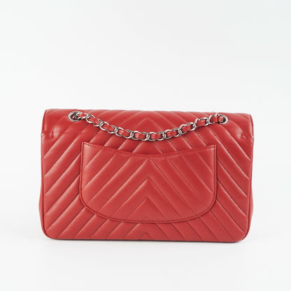 ITEM 27 - Chanel Chevron Classic Medium Large Flap Red 16S