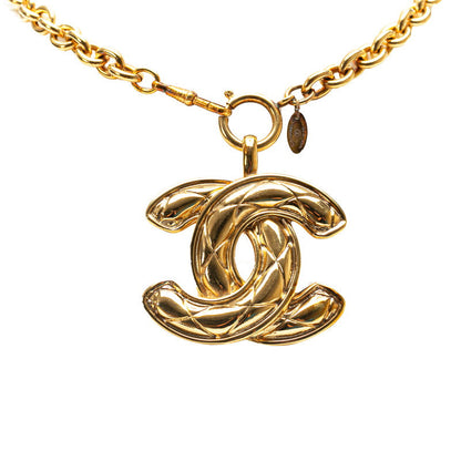 Chanel Quilted CC Logo Pendant Necklace Metal Necklace in Good condition