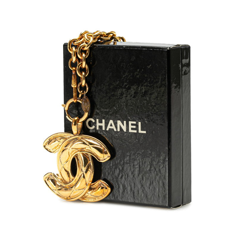 Chanel Quilted CC Logo Pendant Necklace Metal Necklace in Good condition