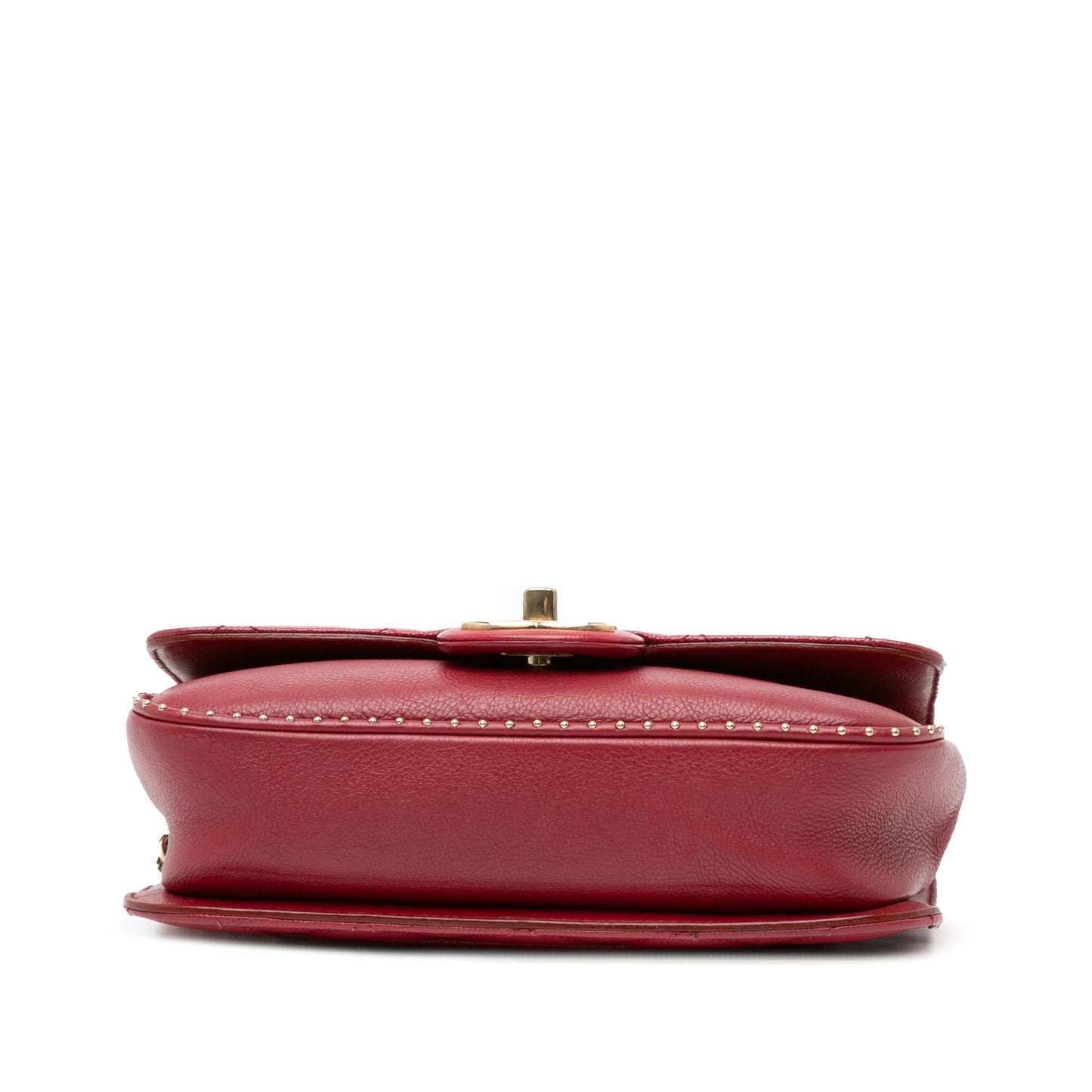 Red Chanel Small Quilted Caviar Studded Chain Handle Flap Satchel