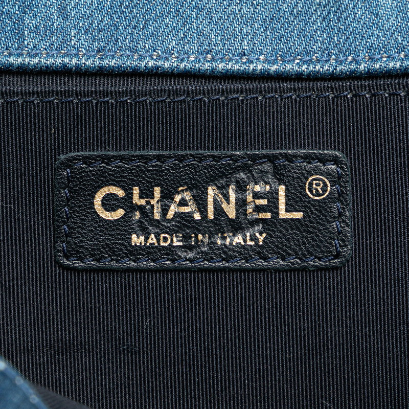Chanel Medium Patchwork Denim Le Boy Flap Bag Denim Shoulder Bag in Good condition