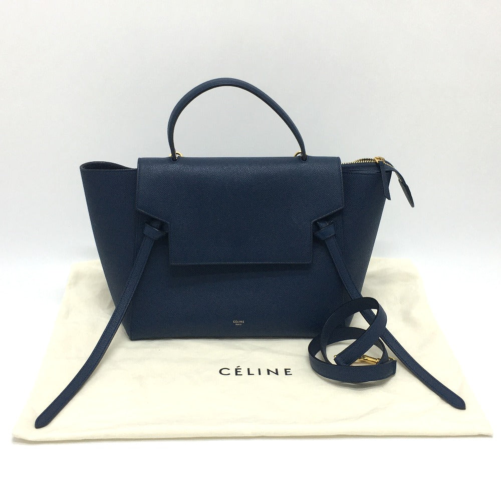 CELINE Handbag 176103ZVA.07DS Calfskin Navy flap Belt bag mini Women Used
