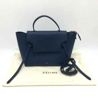 CELINE Handbag 176103ZVA.07DS Calfskin Navy flap Belt bag mini Women Used