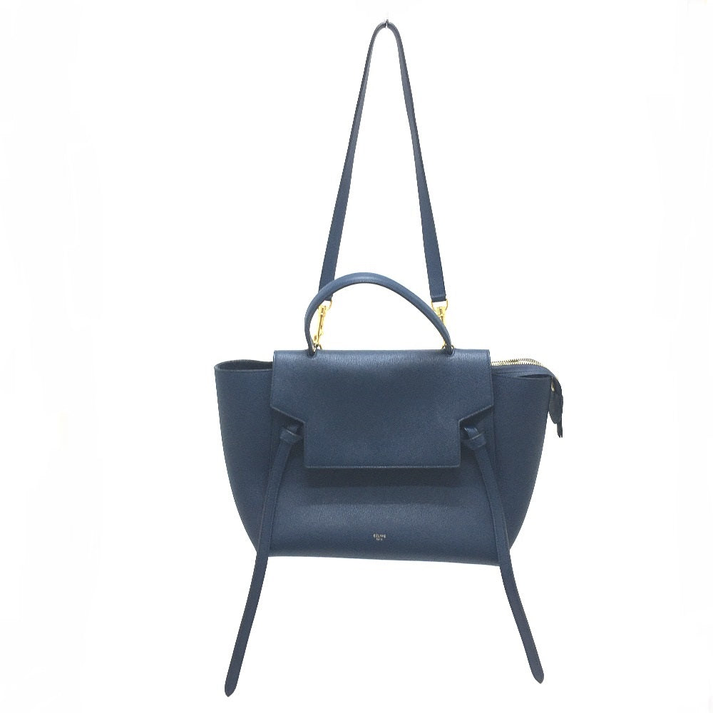 CELINE Handbag 176103ZVA.07DS Calfskin Navy flap Belt bag mini Women Used