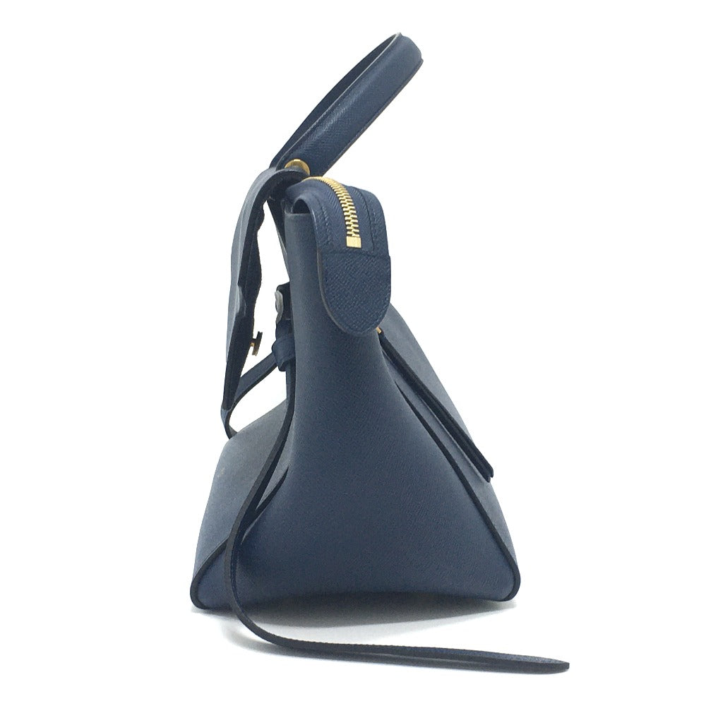 CELINE Handbag 176103ZVA.07DS Calfskin Navy flap Belt bag mini Women Used
