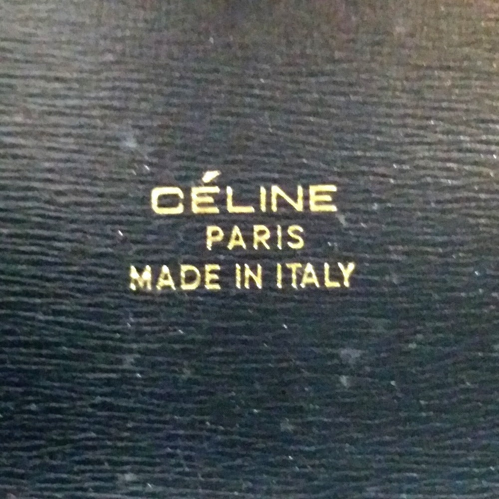 CELINE Shoulder Bag Canvas / leather Navy Macadam Carriage Metal Shoulder Bag Women Secondhand