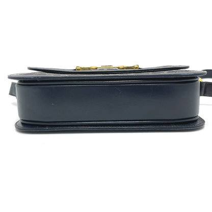 CELINE Shoulder Bag Canvas / leather Navy Macadam Carriage Metal Shoulder Bag Women Secondhand