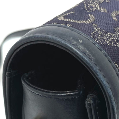 CELINE Shoulder Bag Canvas / leather Navy Macadam Carriage Metal Shoulder Bag Women Secondhand