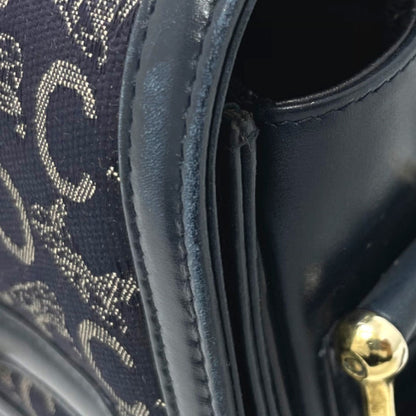 CELINE Shoulder Bag Canvas / leather Navy Macadam Carriage Metal Shoulder Bag Women Secondhand
