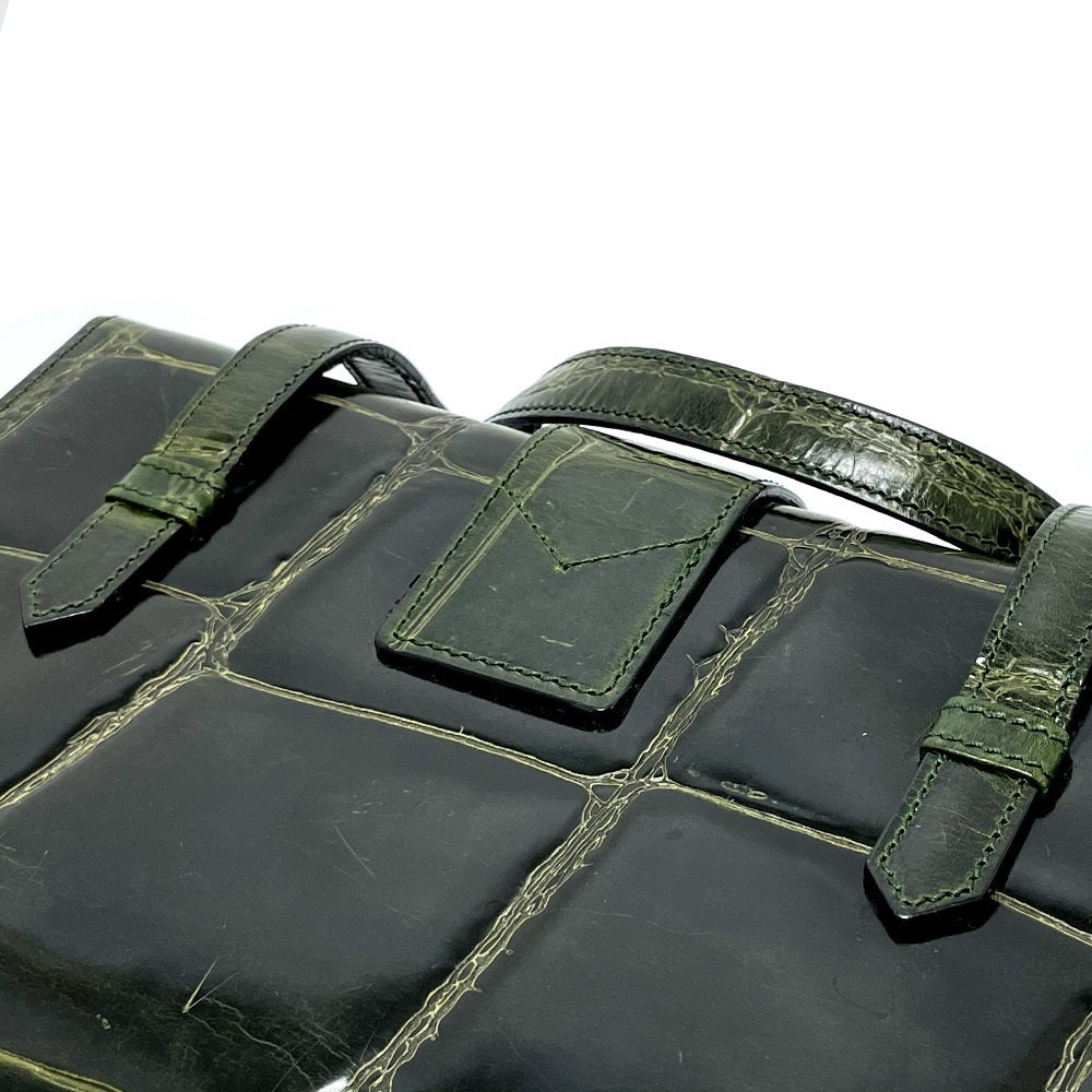 CELINE Handbag leather green Croco embossed Handbag Women Used