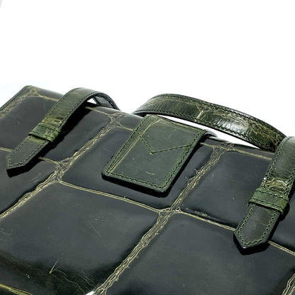 CELINE Handbag leather green Croco embossed Handbag Women Used