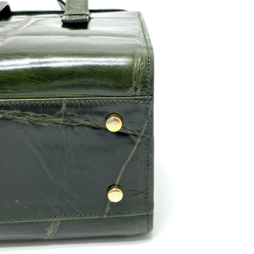 CELINE Handbag leather green Croco embossed Handbag Women Used