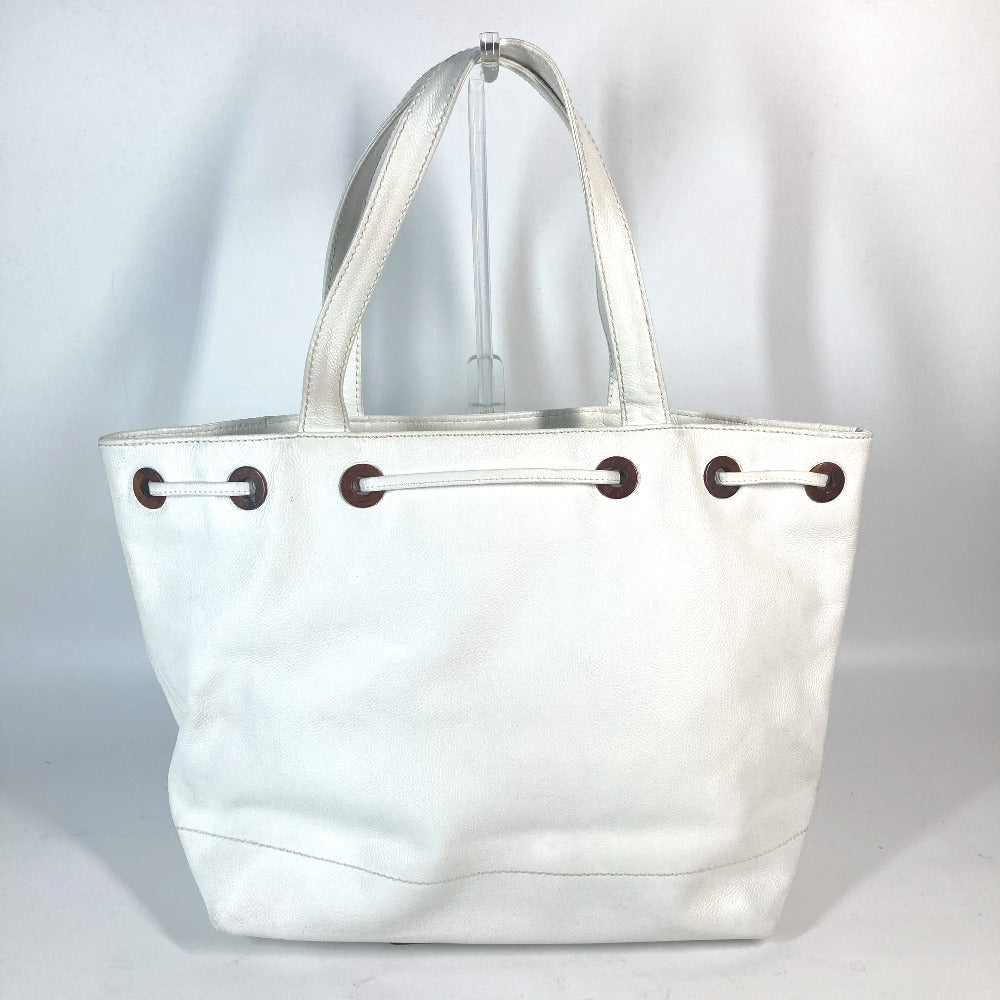 CHANEL Tote Bag Caviar skin white CC COCO Mark purse Women Used