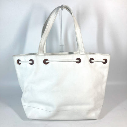 CHANEL Tote Bag Caviar skin white CC COCO Mark purse Women Used
