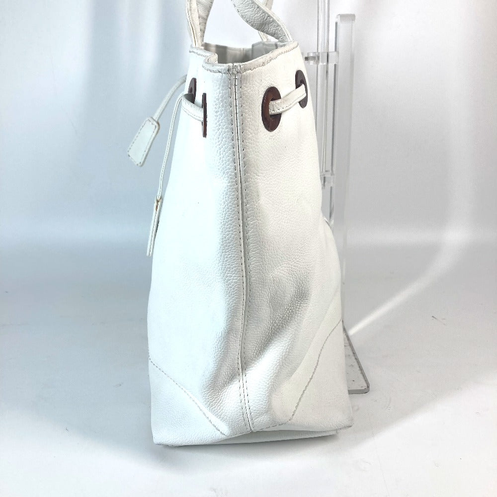 CHANEL Tote Bag Caviar skin white CC COCO Mark purse Women Used