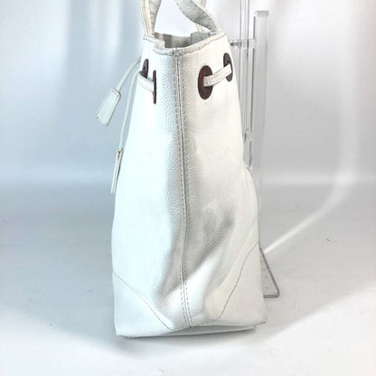 CHANEL Tote Bag Caviar skin white CC COCO Mark purse Women Used