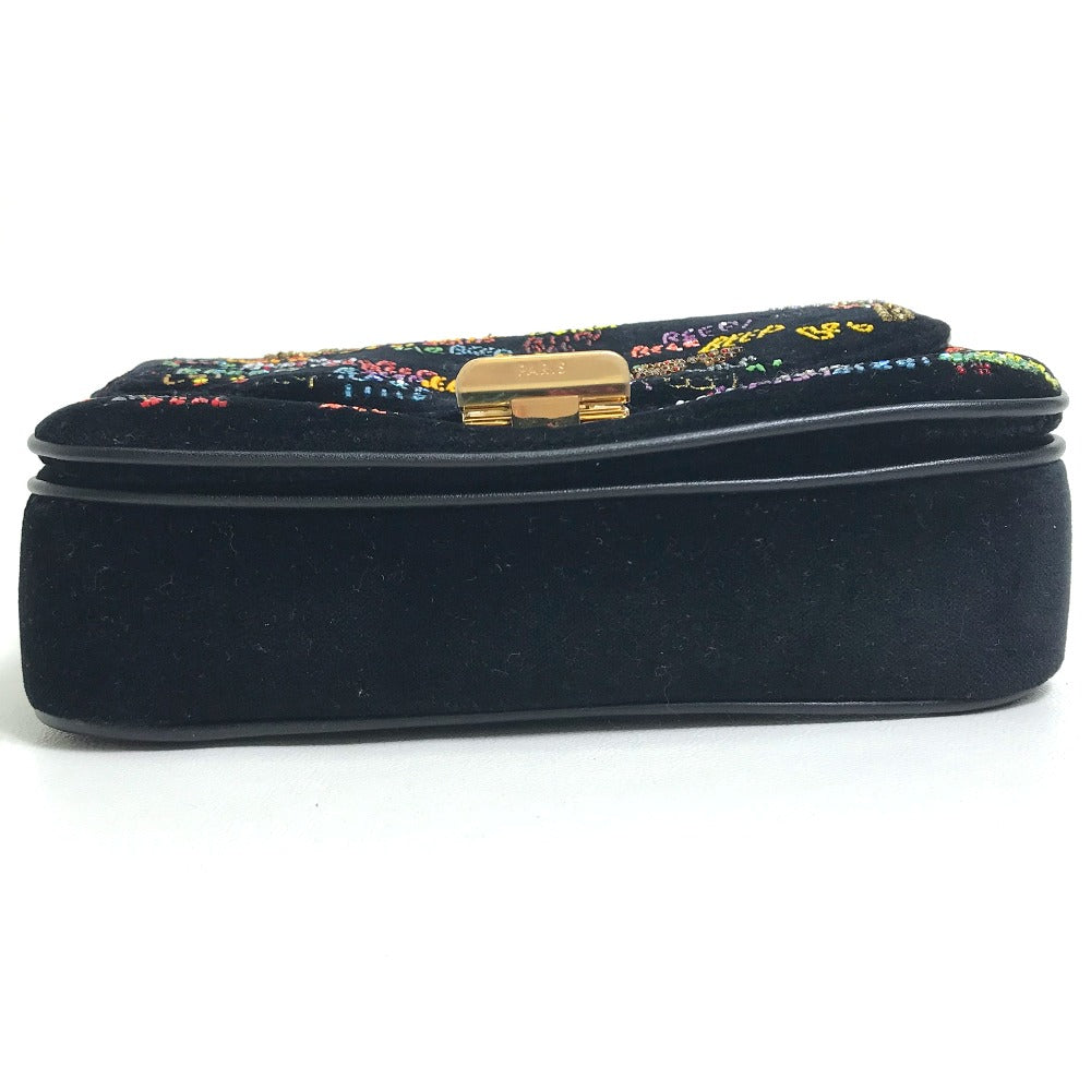 CELINE Shoulder Bag suede Black x multicolor Small C multi beads Women Used