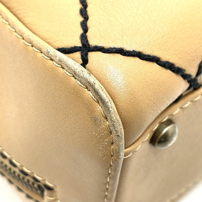 CHANEL Handbag lambskin beige CC COCO Mark Wild stitch Women Used