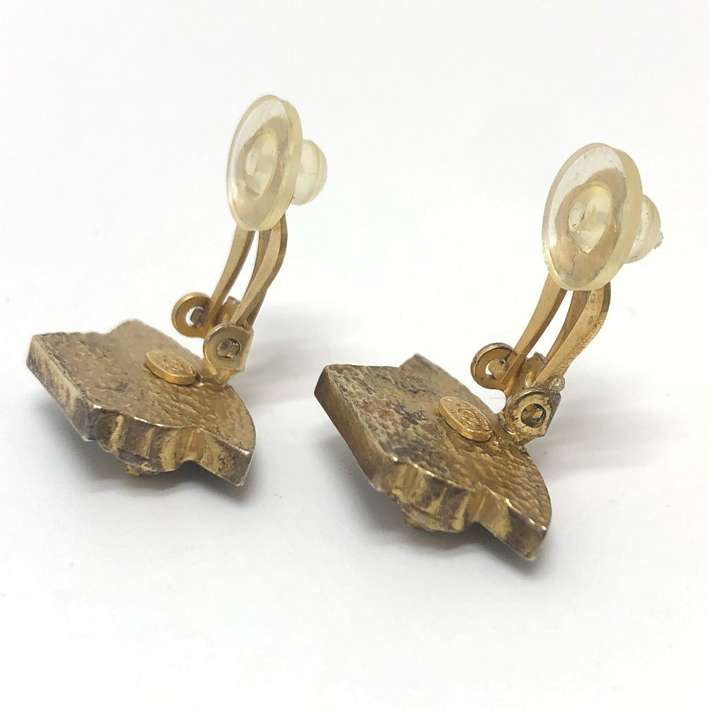 CHANEL Earring Gold Plated black Hat motif Women Used