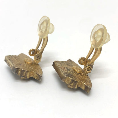 CHANEL Earring Gold Plated black Hat motif Women Used